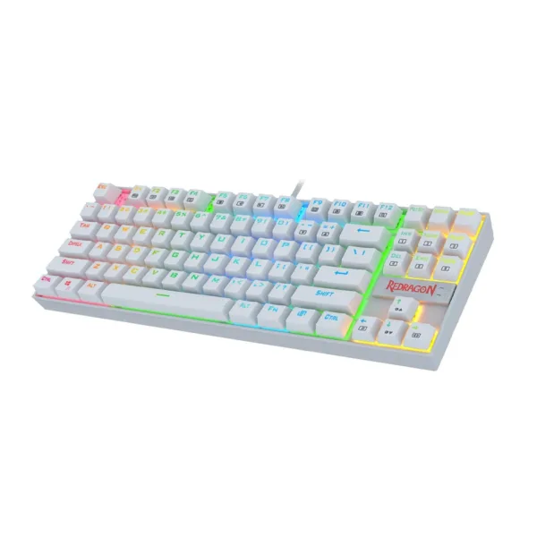 Redragon K552 Mechanical Gaming Keyboard RGB LED Backlit Wired with Anti-Dust Proof Switches for Windows PC (White, 87 Key Blue Switches)