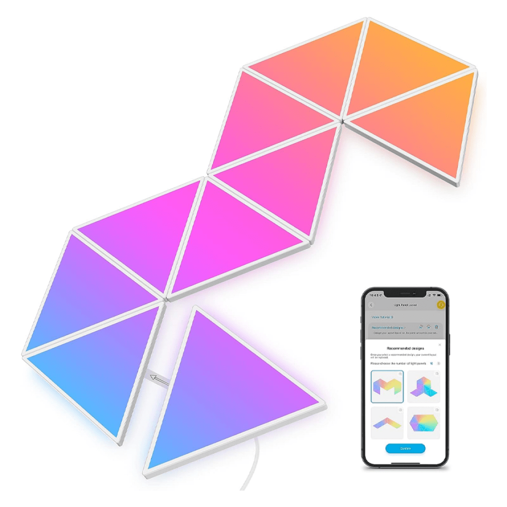 Govee Triangle Light Panels, RGBIC Glide Wall Light, Multicolor Effects, Music Sync, DIY Design, Smart APP Control, Works with Alexa & Google Assistant for Room, Gaming, 10 Pack(Not Support 5G WiFi)