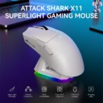 ⁦ATTACK SHARK X11 Lightweight Wireless Gaming Mouse with RGB Charging Dock - White⁩ - الصورة ⁦3⁩