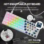 ⁦Royal Kludge RK61 Gaming Keyboard - ( White / Brown Switch)⁩ - الصورة ⁦2⁩
