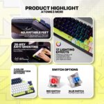 ⁦Fantech  MK874 V2 Atom 63 Hot swappable Mechanical Keyboard- Mori White Blue⁩ - الصورة ⁦5⁩