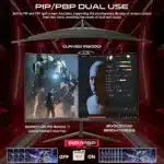 ⁦GAMEON GOC27Q180VA Pro Series 27" QHD, 180Hz, MPRT 0.5ms, HDMI 2.1, VA Panel Curved Gaming Monitor 3000R 16:9 (Supports PS5) - Black⁩ - الصورة ⁦2⁩