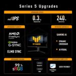 ⁦ASUS TUF Gaming  VG279QML5A  Monitor ( 27-inch Full HD Fast-IPS panel, 240Hz)⁩ - الصورة ⁦5⁩