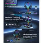 ⁦New Bee RGB Headphone Stand Z12 with Wireless Charging⁩ - الصورة ⁦10⁩